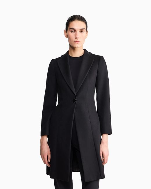 Giorgio Armani Black Pure Cashmere Single-Breasted Coat