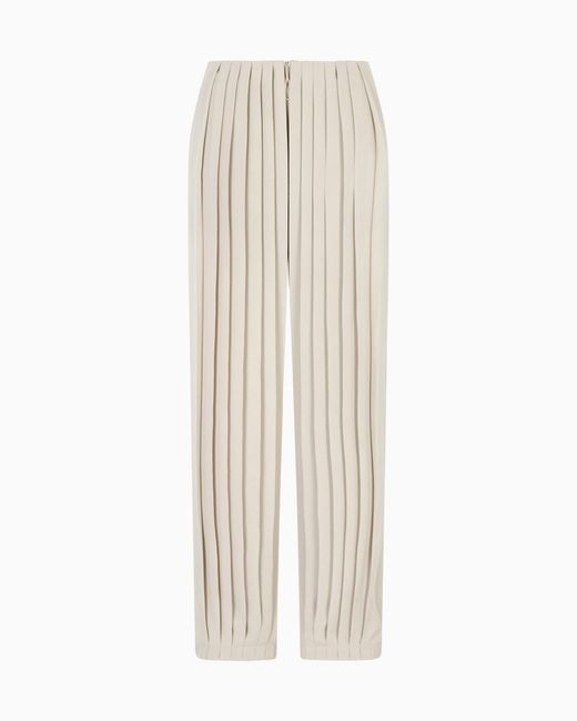 Giorgio Armani White Asv Pleated Triple Silk Georgette Trousers
