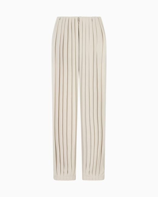 Giorgio Armani White Asv Pleated Triple Silk Georgette Trousers