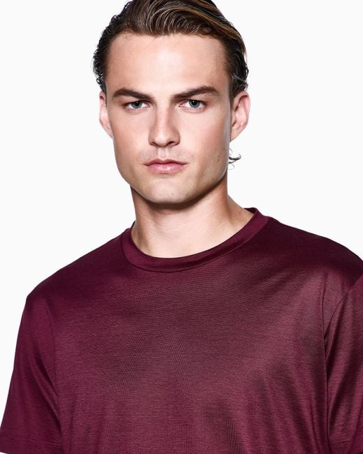Giorgio Armani Red Plain-Knit Jersey T-Shirt for men
