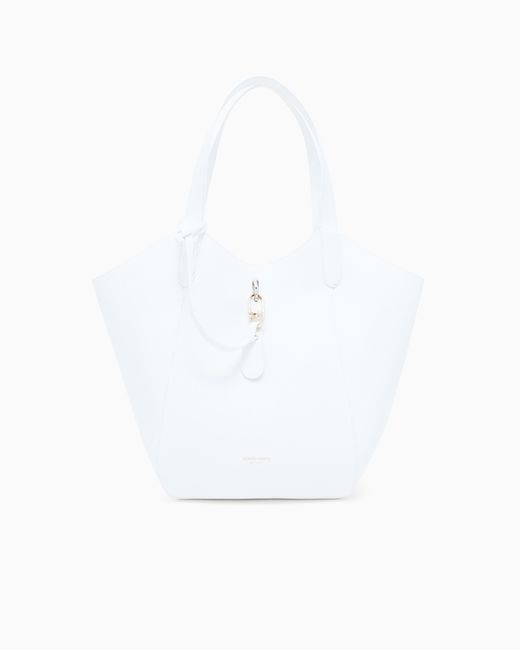 Giorgio Armani White Pebbled Bag With A Removable Inner Pouch