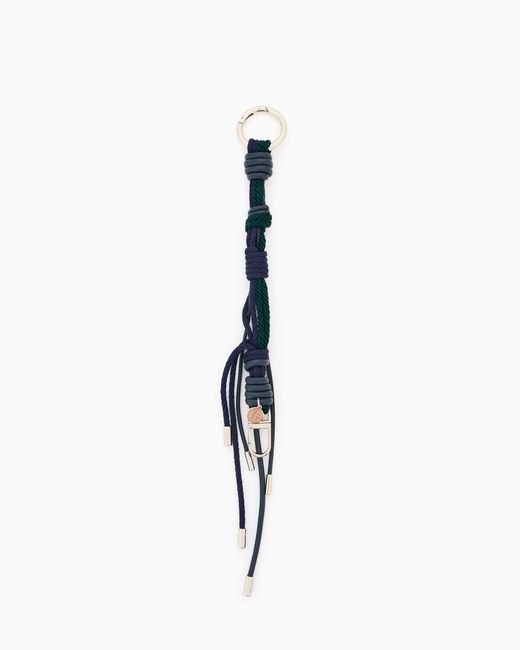 Giorgio Armani White Rope And Leather Keyring