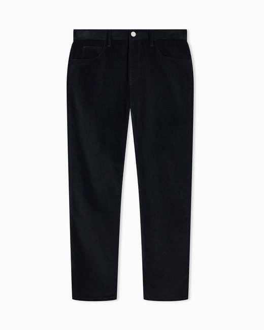 Giorgio Armani Blue Five-Pocket Corduroy Trousers for men