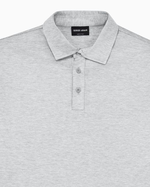 Giorgio Armani White Silk And Cotton-Mélange Jersey Polo Shirt for men