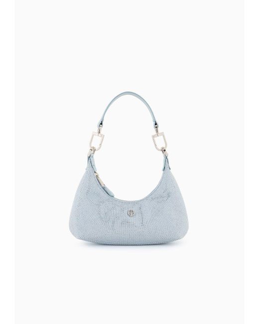 Mini Hobo Bag La Prima In Raso E Strass di Giorgio Armani in Blue