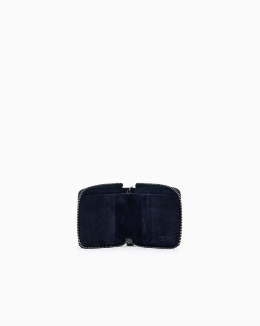Giorgio Armani Blue Wraparound Zip Wallet for men