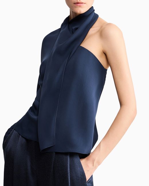 Giorgio Armani Blue One-Shoulder Shirt