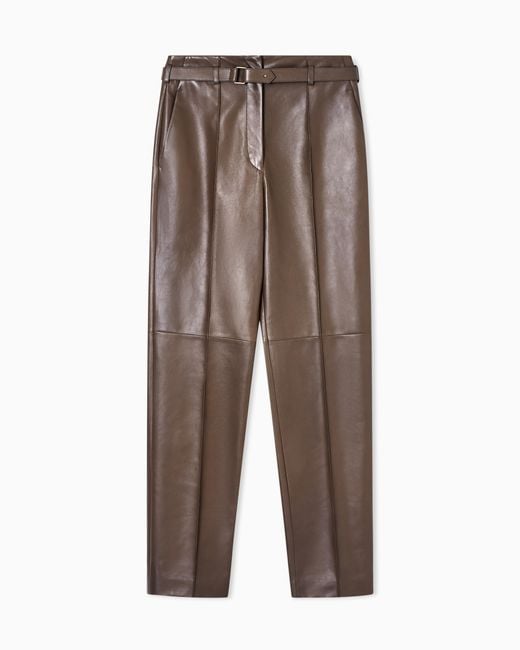 Giorgio Armani Brown Nappa Lambskin Trousers