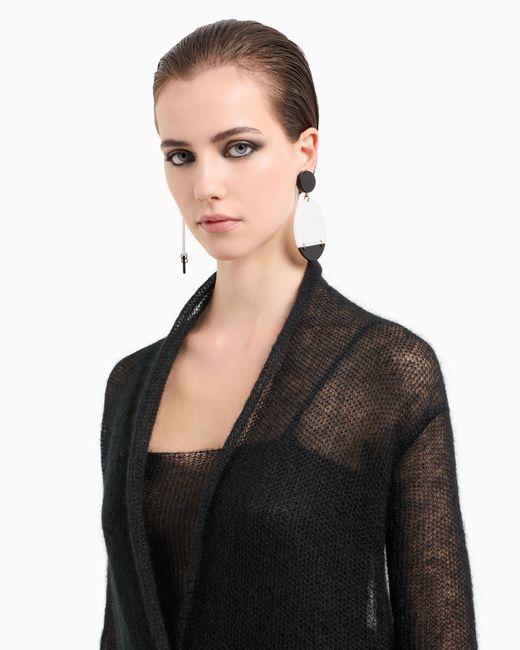 Giorgio Armani Black Mohair Wool-Blend Top And Double-Breasted Cardigan Twinset