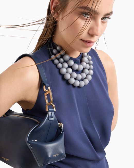 Bolso Hobo La Prima Soft Tamaño Micro De Napa Giorgio Armani de color Blue