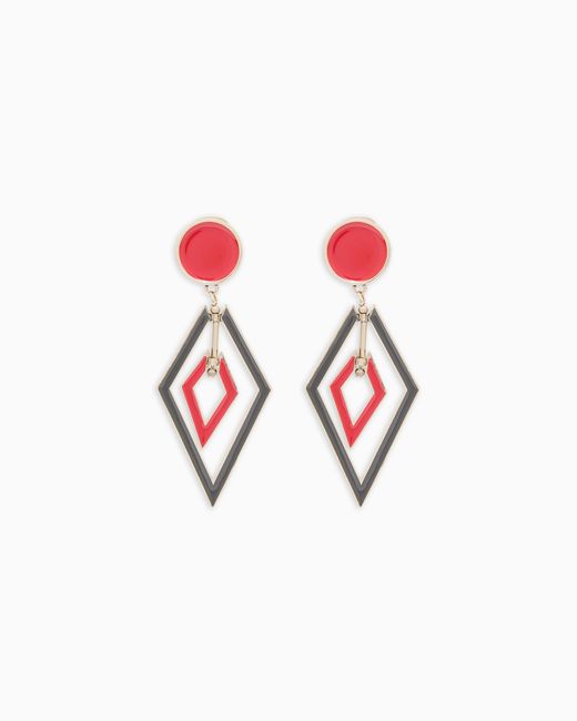 Giorgio Armani White Clip-On Enamelled Metal Pendant Earrings