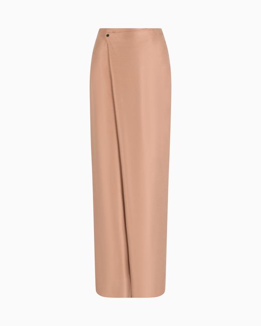 Falda Larga De Viscosa Y Seda Lavada Giorgio Armani de color White