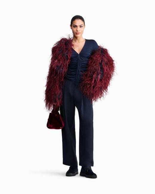 Giorgio Armani Blue Trousers Wide-Leg With Double Pleats