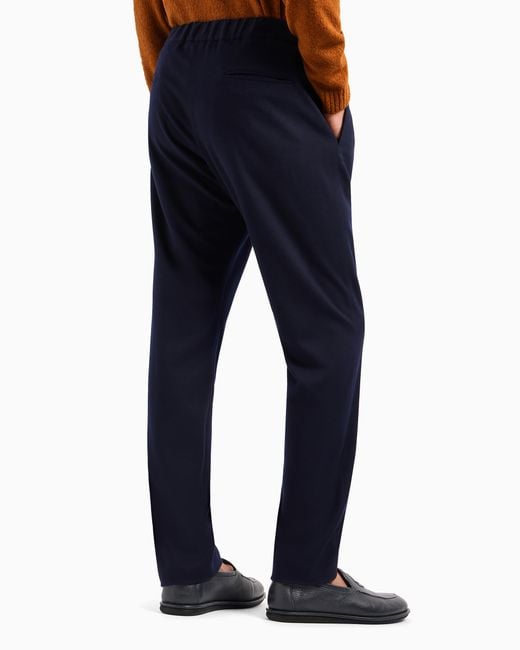 Vicuña Pantaloni A Una Pince di Giorgio Armani in Blue da Uomo