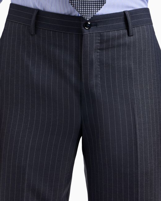 Giorgio Armani Blue Napoli Line Double-Breasted Pinstriped Suit for men