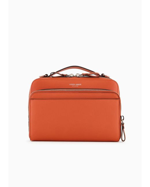 Giorgio Armani Orange Medium Leather Shoulder Bag for men
