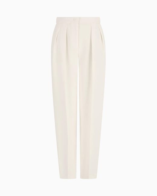 Pantalon À Pinces En Cady De Soie Pailletée Giorgio Armani en coloris White