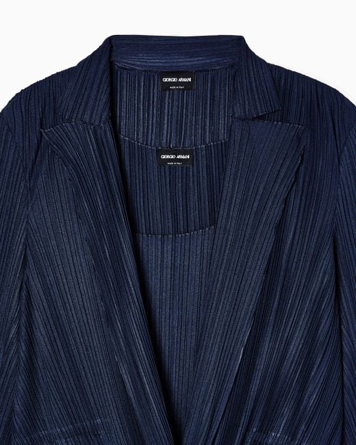 Giorgio Armani Blue Pleated Jersey Twin-Set