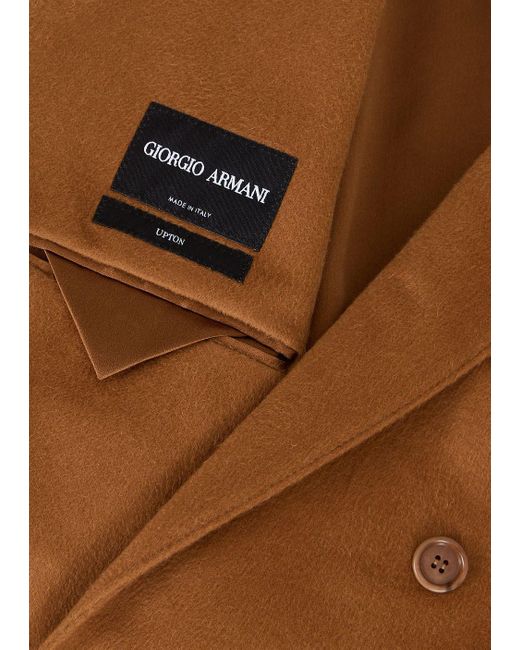 Giorgio Armani Brown Vicuña Double-breasted Jacket In Pure Lightweight Vicuña Cloth for men