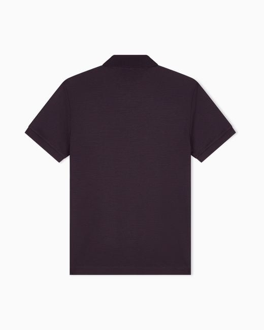 Giorgio Armani Blue Pure Virgin-Wool Piqué Polo Shirt for men