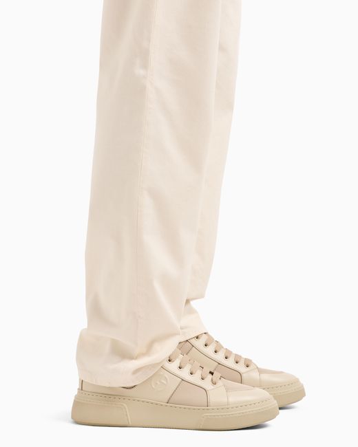 Giorgio Armani White Stretch Cotton And Silk, Regular-Fit, Five-Pocket Trousers for men