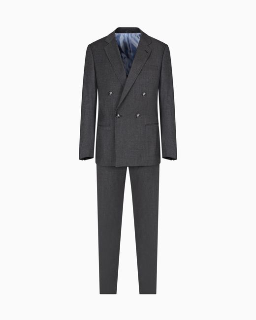 Giorgio Armani Zweireihiger Anzug Der Soho-Linie Aus Kaschmir Und Baumwollstretch Mit Denim-Effekt in Black für Herren