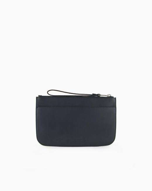 Giorgio Armani Blue Nappa Leather Clutch Bag for men