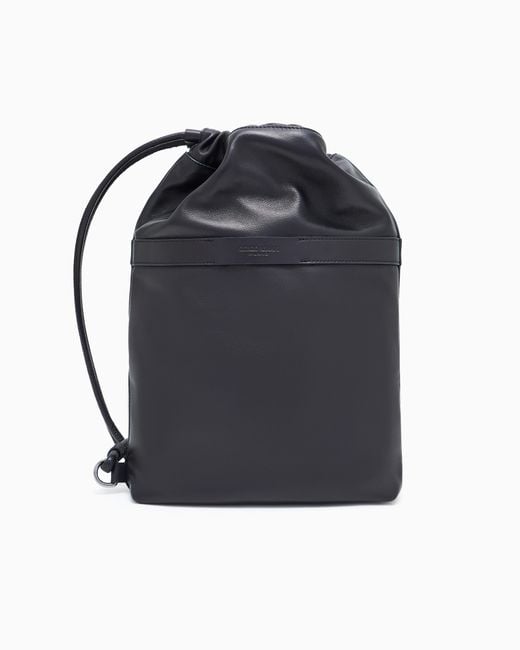 Giorgio Armani Black Medium Nappa-Leather Crossbody Bag for men