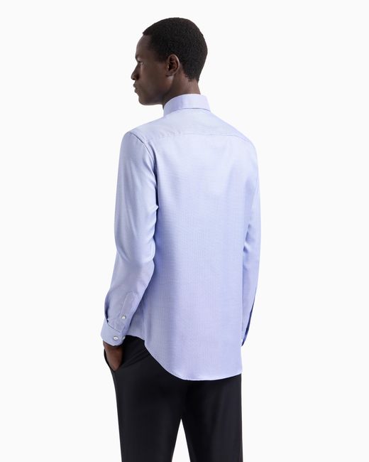 Camisa Regular Fit De Seda Estampada Giorgio Armani de hombre de color Blue