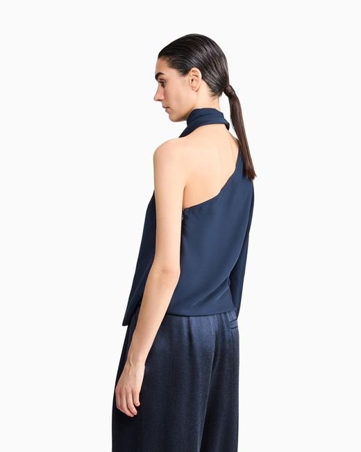 Giorgio Armani Blue One-Shoulder Shirt