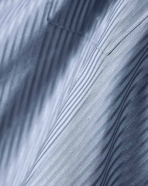 Giorgio Armani Blue Striped Cotton And Silk Shirt With Chest Pocket for men