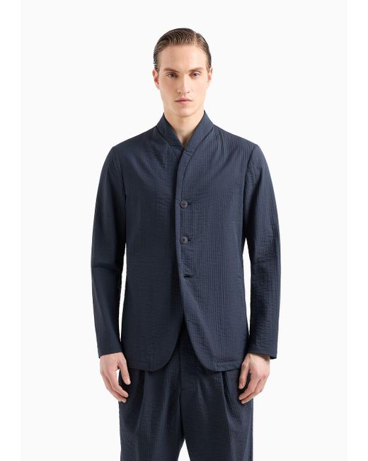 Veste À Simple Boutonnage En Mélange De Coton Giorgio Armani pour homme en coloris Blue