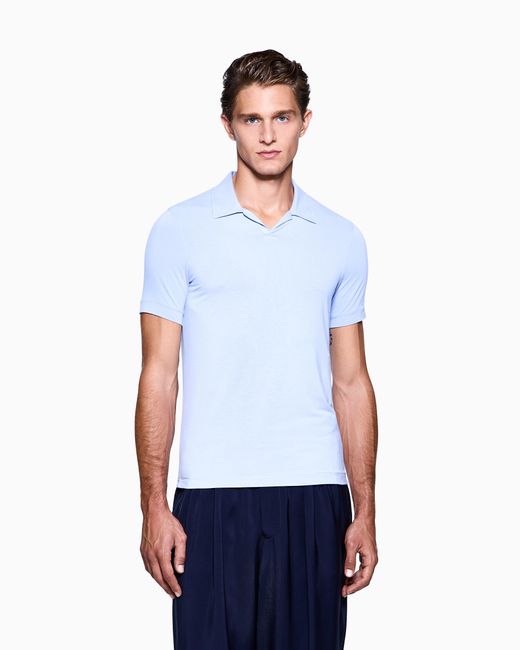 Giorgio Armani Blue Stretch Polo for men