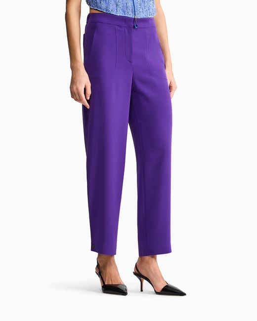 Giorgio Armani Purple Technical-Cady Straight Trousers