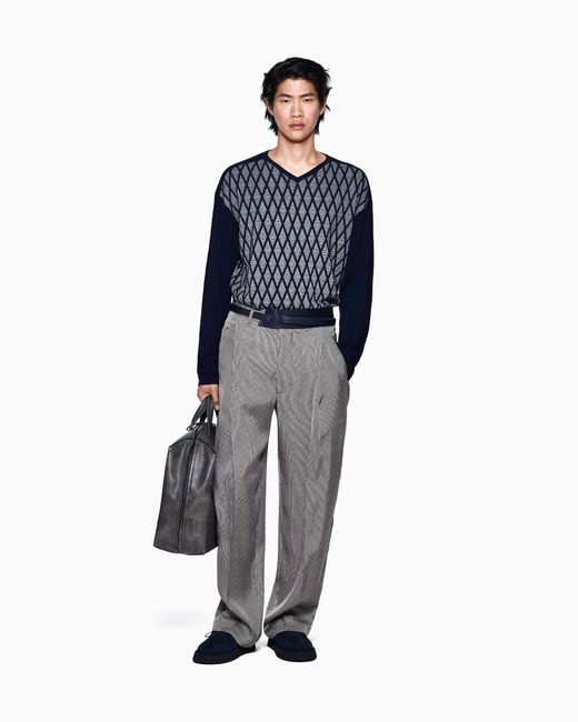 Giorgio Armani Gray Single-Pleat Trousers for men