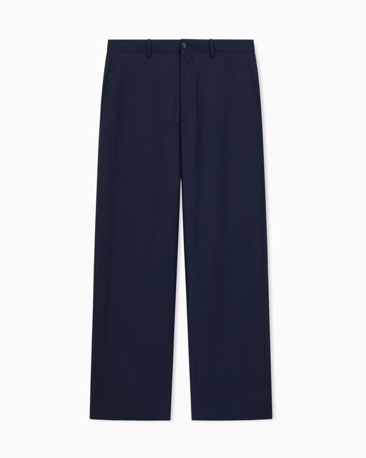 Giorgio Armani Blue Cashmere Twill Trousers for men