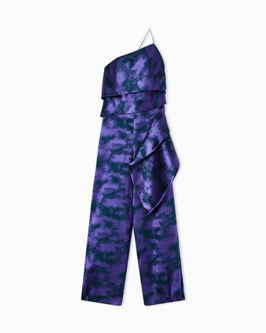 Giorgio Armani Blue One-Shoulder Jumpsuit