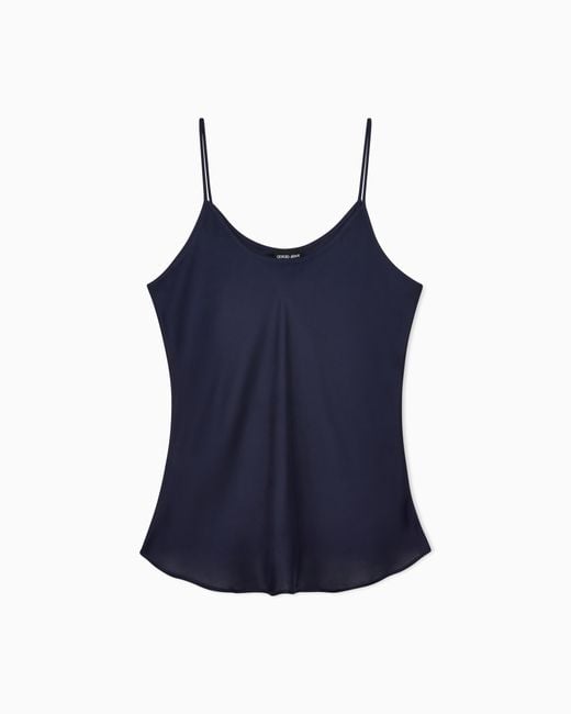 Giorgio Armani Blue Silk Charmeuse Top