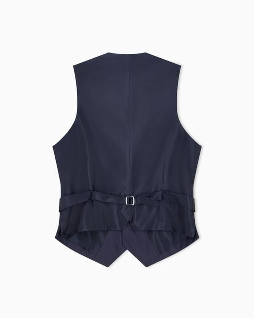 Giorgio Armani Blue Single-Breasted Pinstripe Vest for men
