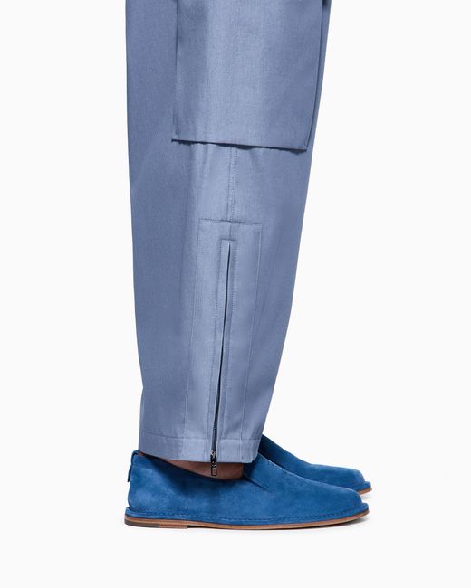 Giorgio Armani Blue Suede Slip-Ons for men