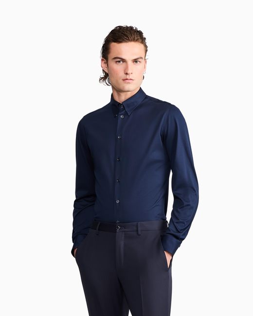 Giorgio Armani Blue Cotton Shirt for men