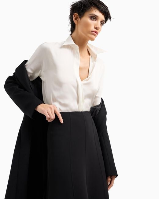 Giorgio Armani White Pure Silk Charmeuse Shirt
