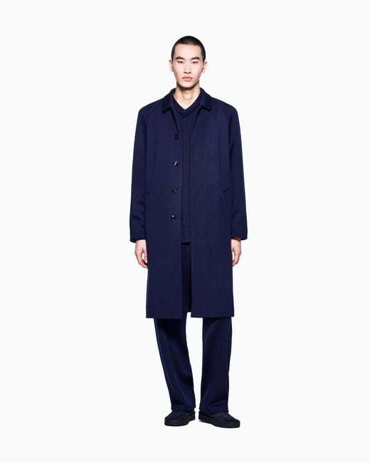 Giorgio Armani Blue Cashmere Double Jersey Flat-Front Trousers for men