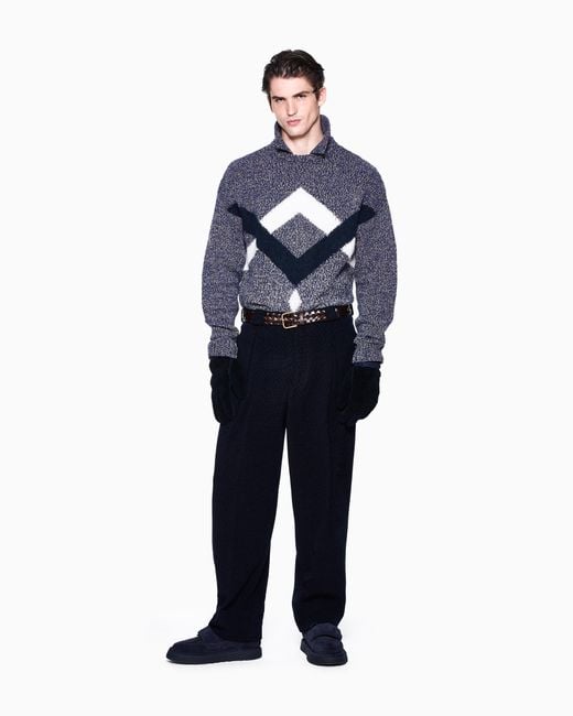 Giorgio Armani Blue Sweater Oversized Intarsia for men