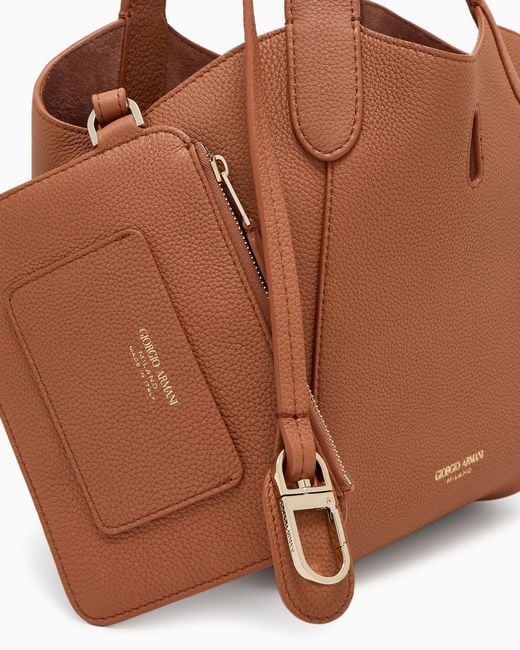Giorgio Armani Blue Pebbled Bag Handbag With A Removable Inner Pouch