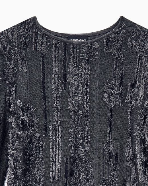Giorgio Armani Blue Sweater Slim-Fit Crew Neck