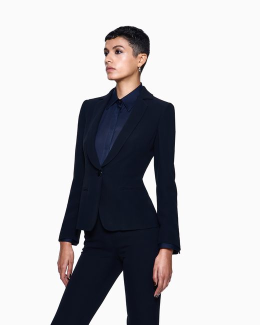 Giorgio Armani Blue Mulberry Silk Single-Breasted Jacket