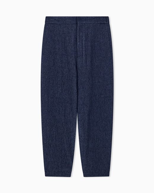 Giorgio Armani Blue Trouser Soft Regular Fit Froissè Wool Silk Cashmere for men