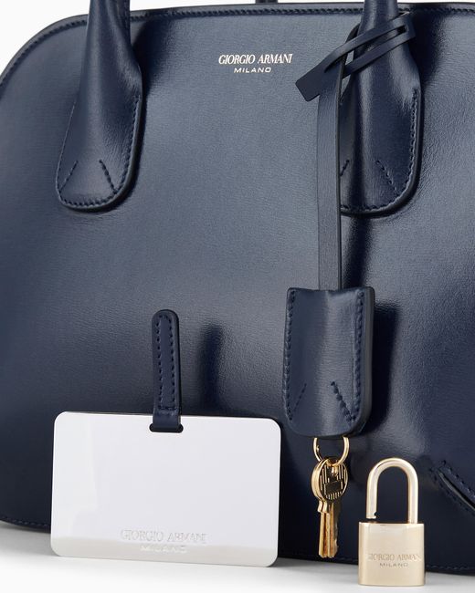 Petit Sac Boston La Prima En Cuir Liégé Giorgio Armani en coloris Blue
