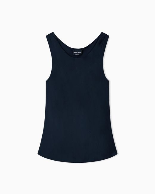Giorgio Armani Black Silk Top With A Sleeveless Crew Neck